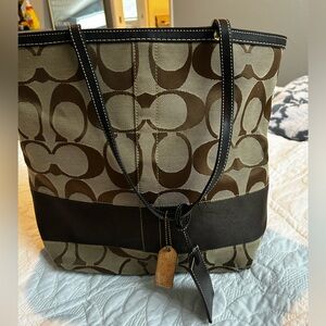 Coach Tan and Brown Signature Tote